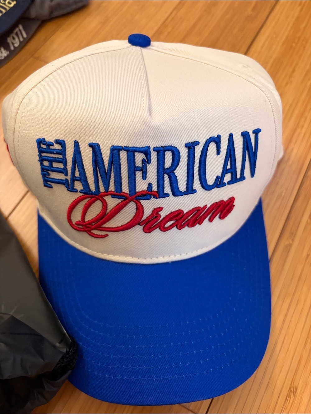 White & Blue 'The American Dream' Embroidered Cap